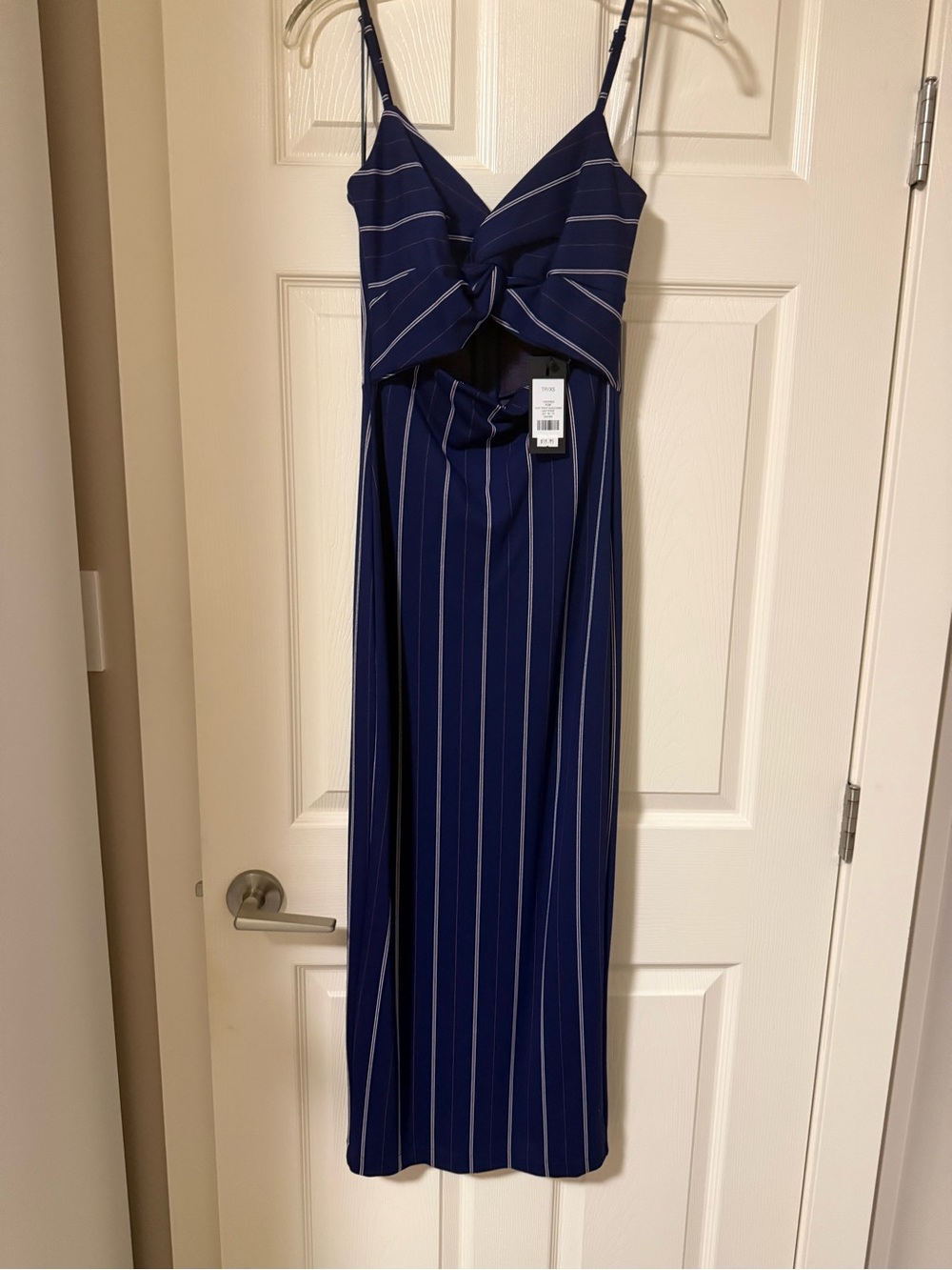 Dynamite Navy Blue Pinstripe Midi Dress